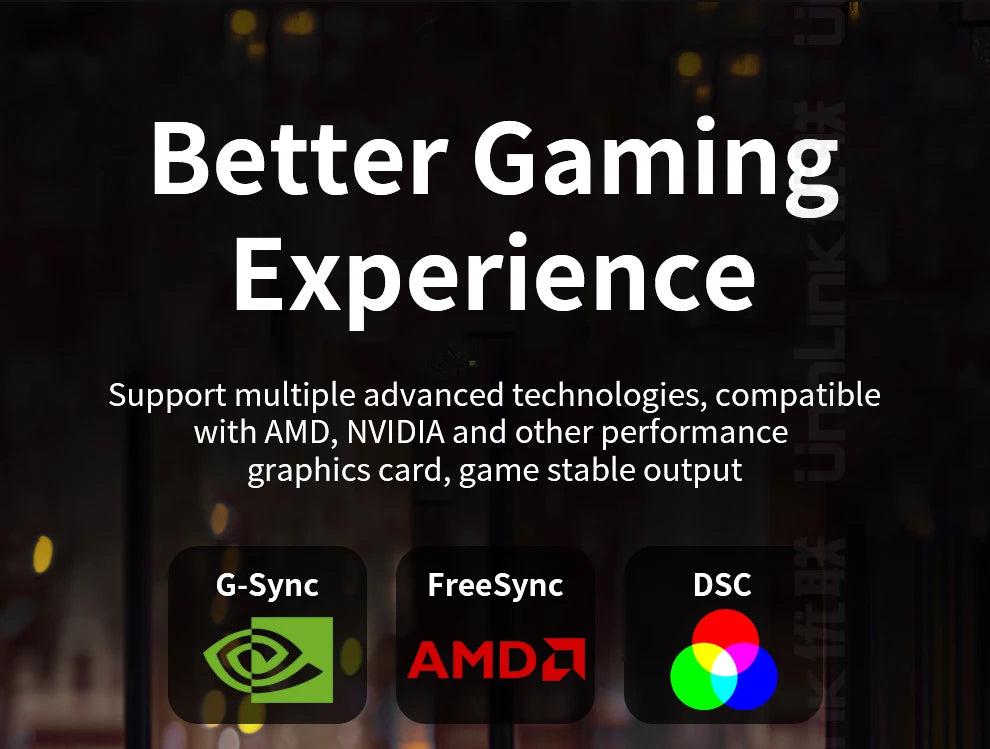Promotional graphic for a gaming-related product or service, with large white text reading 'Better Gaming Experience' over a dark blurred background. Smaller text mentions compatibility with AMD, NVIDIA, and other graphics cards.