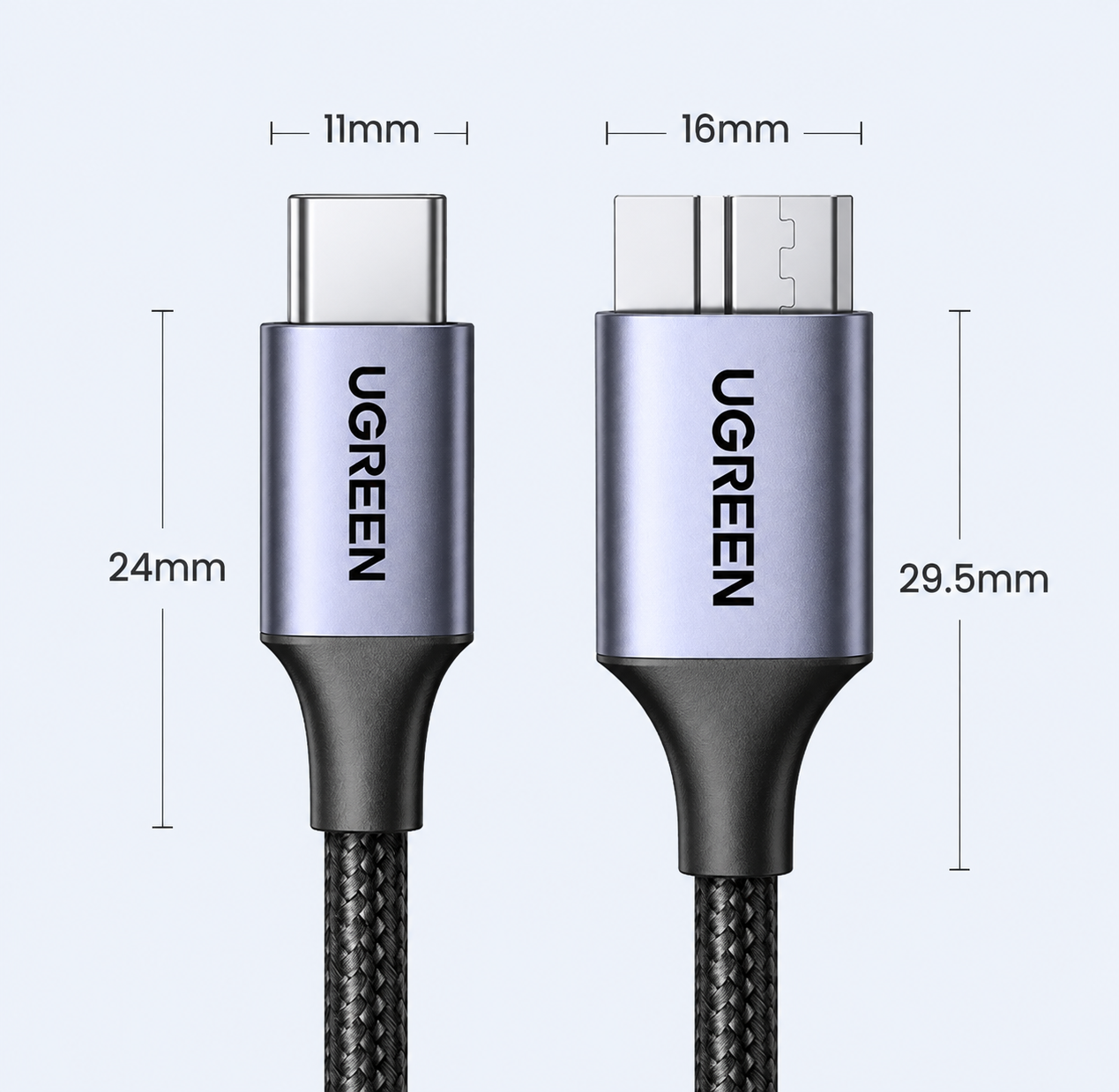 UGREEN USB-C to Micro-B 3.0 Cable 5Gbps 3A – For HDD, SSD & MacBook