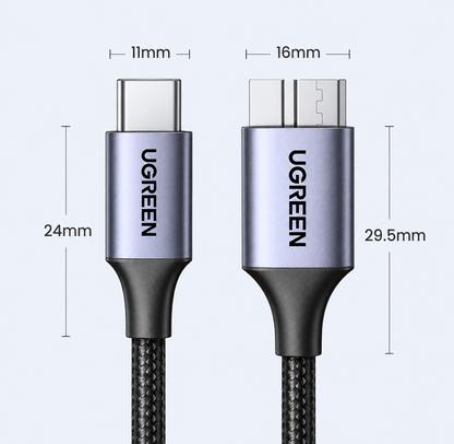 UGREEN USB-C to Micro-B 3.0 Cable 5Gbps 3A – For HDD, SSD & MacBook