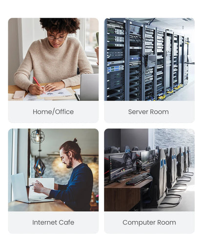 Four different settings: Home/Office, Server Room, Internet Cafe, and Computer Room.