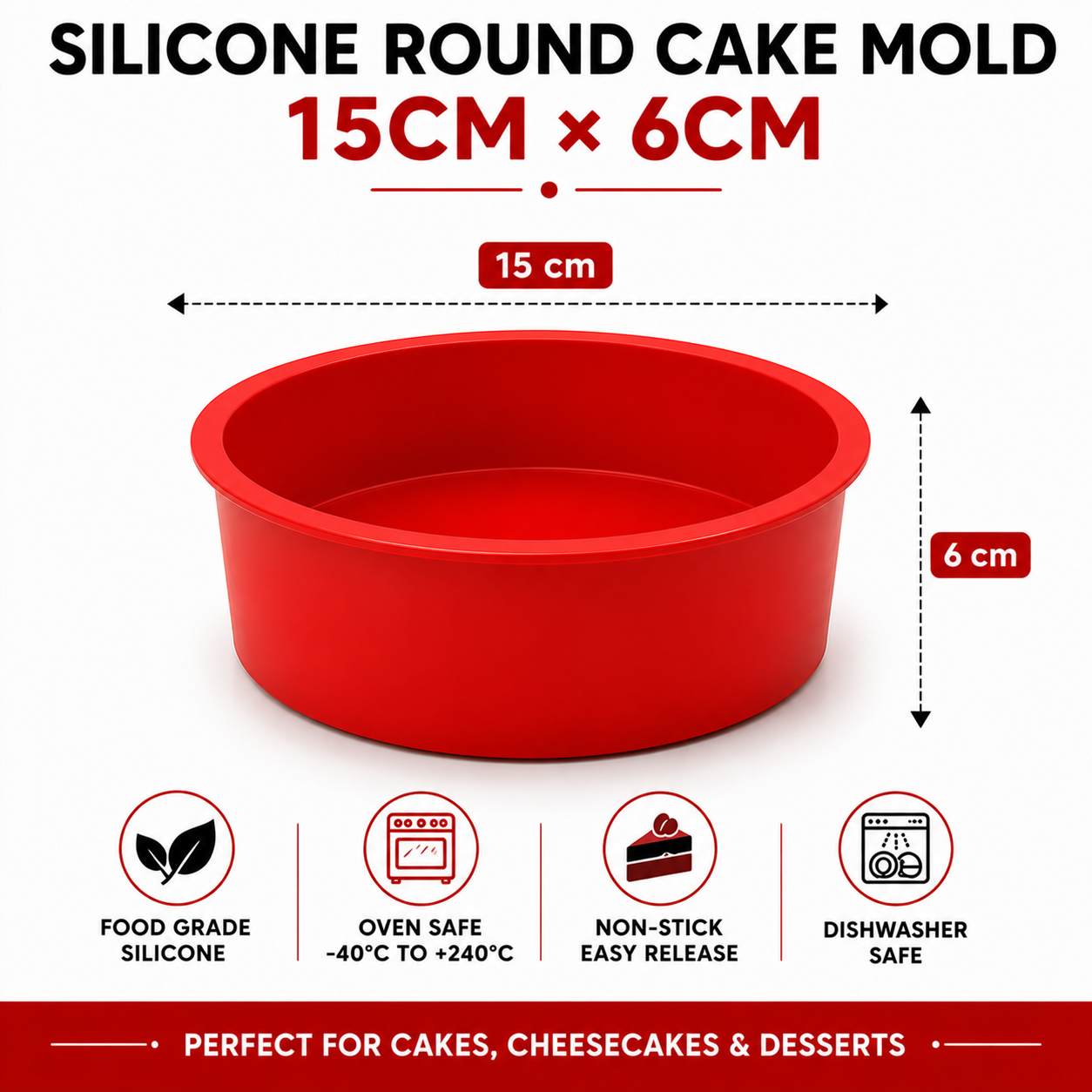 Silicone Round Cake Mold – Non-Stick, Food-Grade | 10cm to 25cm