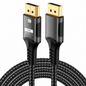 A black braided HDMI cable with gold-plated connectors, featuring a black protective sleeve with 'P' logo and '18K DP2.1' text, shown on a white background.