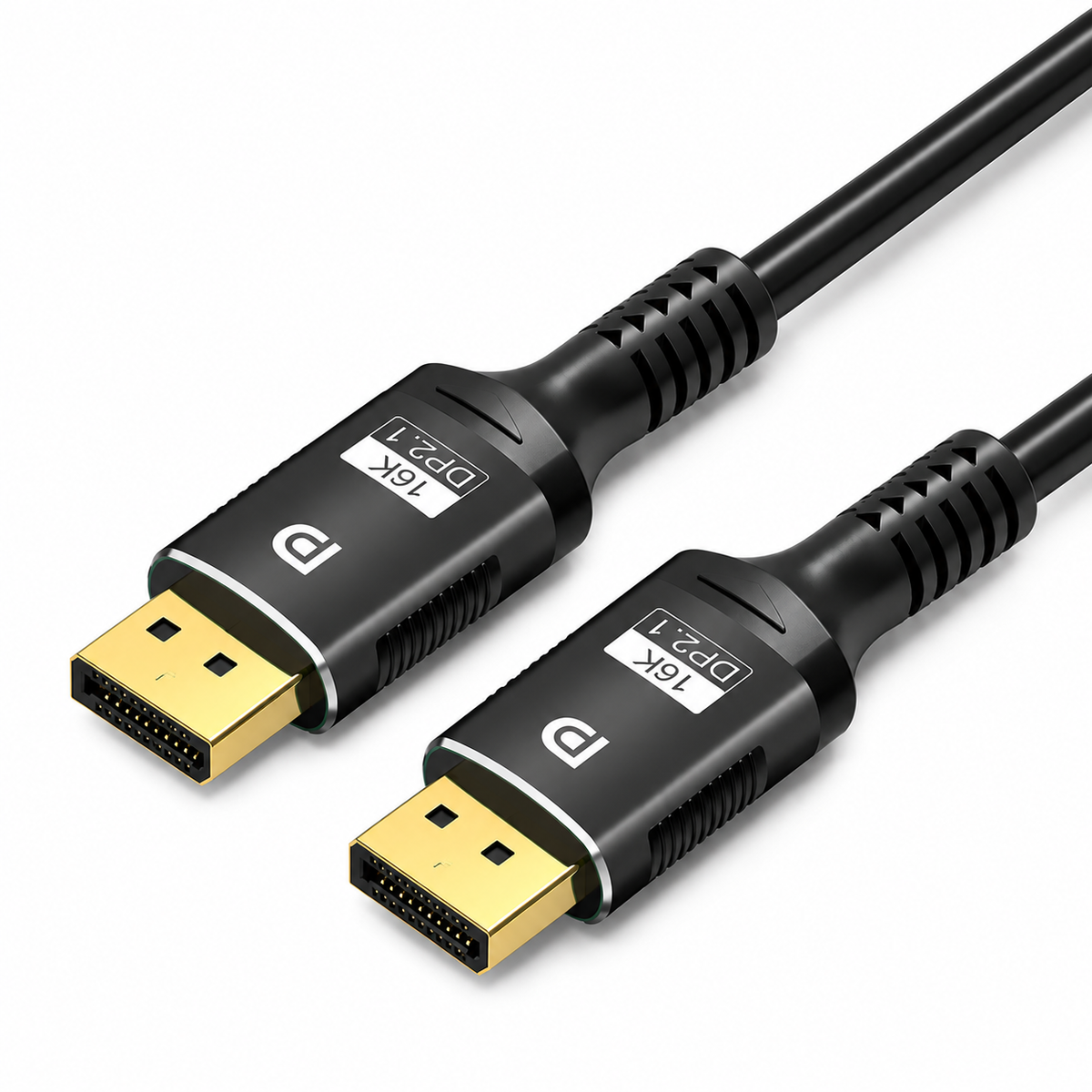 A black HDMI 2.1 cable with gold-plated connectors, shown on a clean white background.