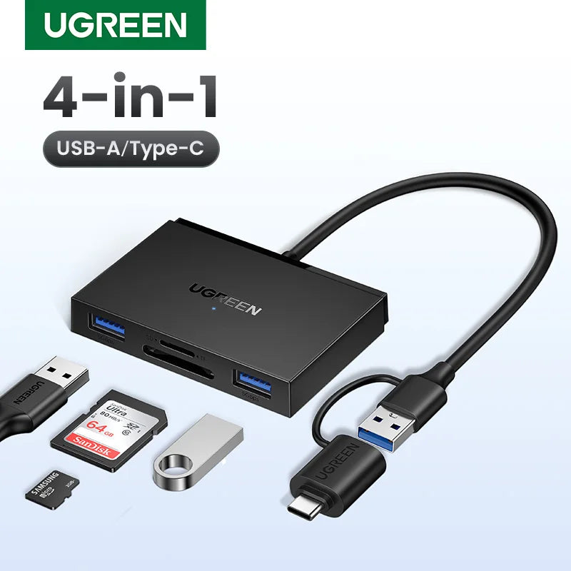 UGREEN Card Reader | 4-in-1 USB 3.0 | SD TF USB-A USB-C
