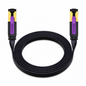 A coiled black flat Ethernet cable with yellow and purple connector housings, branded VENTION, on a plain white background.