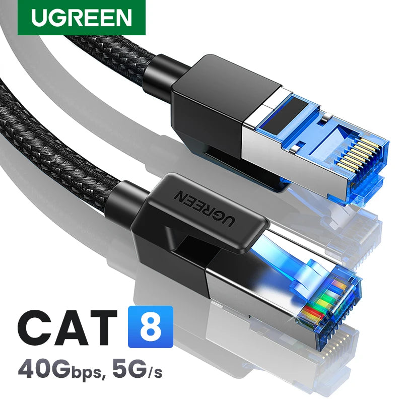 UGREEN Ethernet cable with Cat 8 rating on a white background
