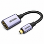 UGREEN HDMI female to Micro-USB male adapter cable with a metallic lavender-purple housing, black braided cord, and gold-plated connectors on a white background.