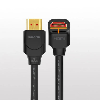 HDMI cable with one end showing 'SAMZHE' branding and the other end showing HDMI logo on a light gray background.