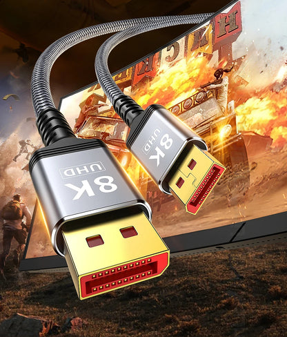 DisplayPort 1.4 Cable 8K 60Hz 4K 165Hz Braided DP to DP Gold Plated 1M-5M
