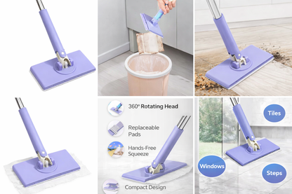 360° Rotating Mini Mop Hands Free Floor Window Cleaner Wet Wipes