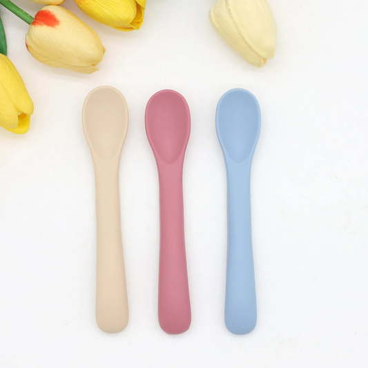 Baby Silicone Feeding Spoons 3 Pack – Soft Tip Weaning Set | Purease
