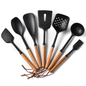 Purease Silicone Kitchen Utensil Set – Wooden Handle Non-Stick Cookware