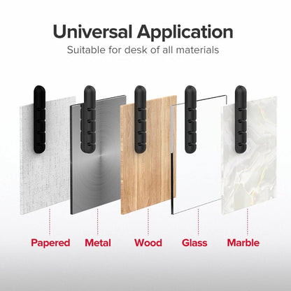 Universal application of a magnetic strip on various surfaces including papered, metal, wood, glass, and marble.