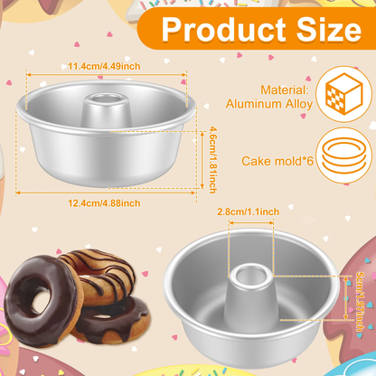 6PCS Nonstick Pound Cake Pan Tube Cake Mould Stackable Chiffon Baking Mold Set