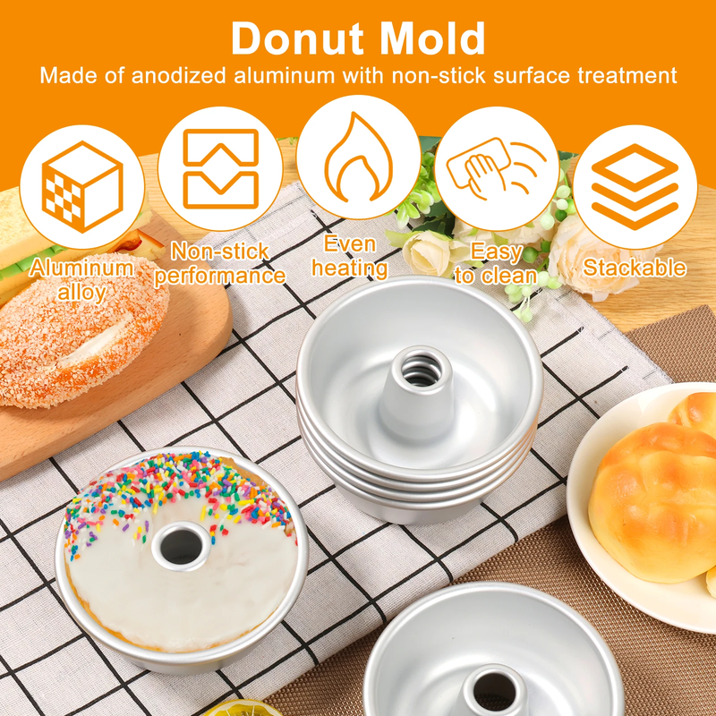 6PCS Nonstick Pound Cake Pan Tube Cake Mould Stackable Chiffon Baking Mold Set