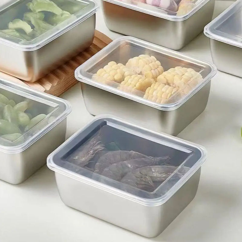 1 - 6PCS Stainless Steel Food Containers Leakproof Stackable Lunch Box Set