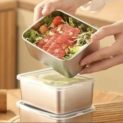 1 - 6PCS Stainless Steel Food Containers Leakproof Stackable Lunch Box Set