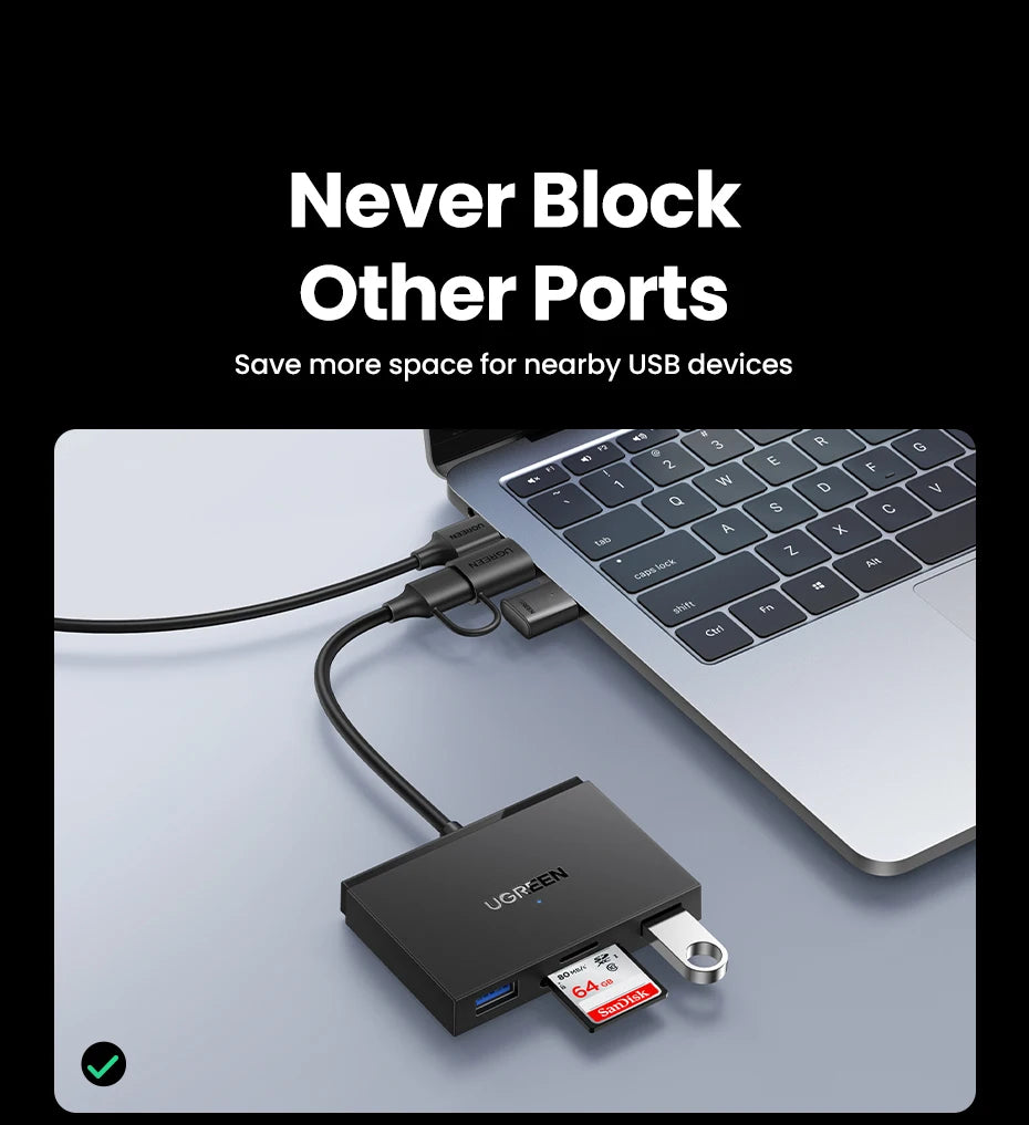 UGREEN Card Reader | 4-in-1 USB 3.0 | SD TF USB-A USB-C