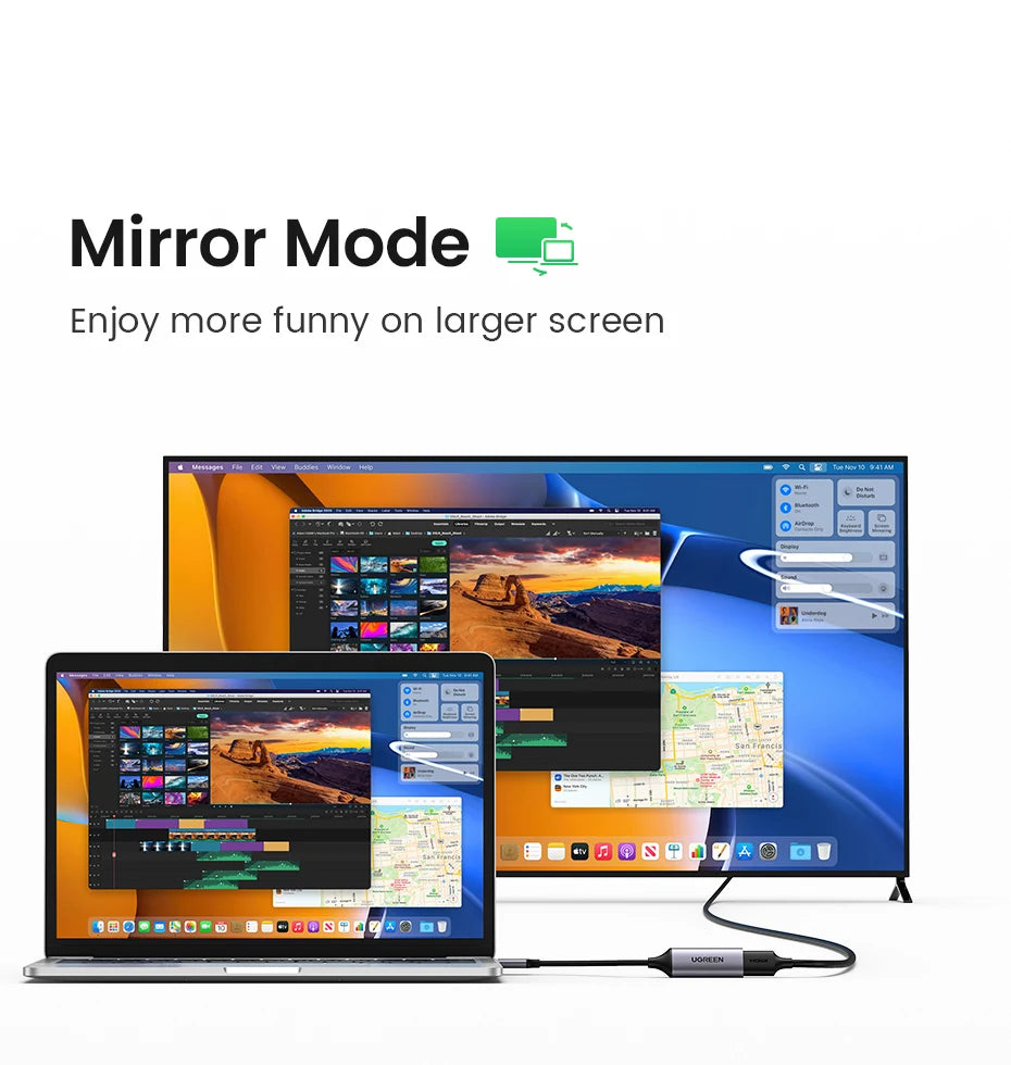 Multiple electronic devices with screen mirroring feature on a white background
