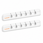 Two white Toocki cable protectors with six metal spring clips each, displayed on a clean white background.