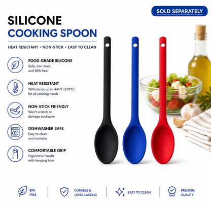 Silicone Nonstick Cooking Spoon – Long Handle Kitchen Utensil | Purease