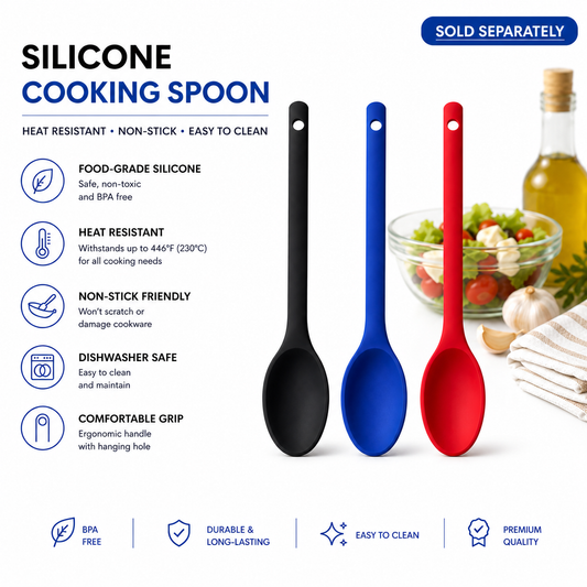 Silicone Nonstick Cooking Spoon – Long Handle Kitchen Utensil | Purease