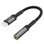 A black braided USB-C to 3.5mm audio adapter cable with a gold-plated plug and connector, shown on a clean white background.
