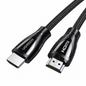 A black UGREEN HDMI 2.1 cable with braided texture and glossy black connectors, shown on a clean white background.