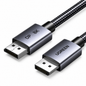 UGREEN DP 8K USB-C to USB-C cable with a braided black and silver design, featuring metallic silver connector housings with black details, shown on a clean white background.