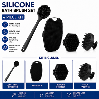 4PCS Silicone Body Scrubber Exfoliating Brush Set – Purease