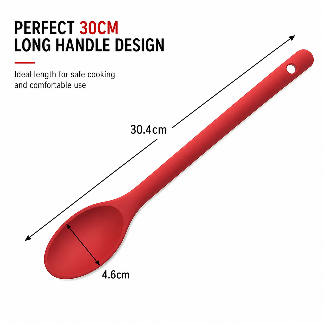 Purease 30cm Silicone Nonstick Cooking Spoon – Long Handle Kitchen Utensil