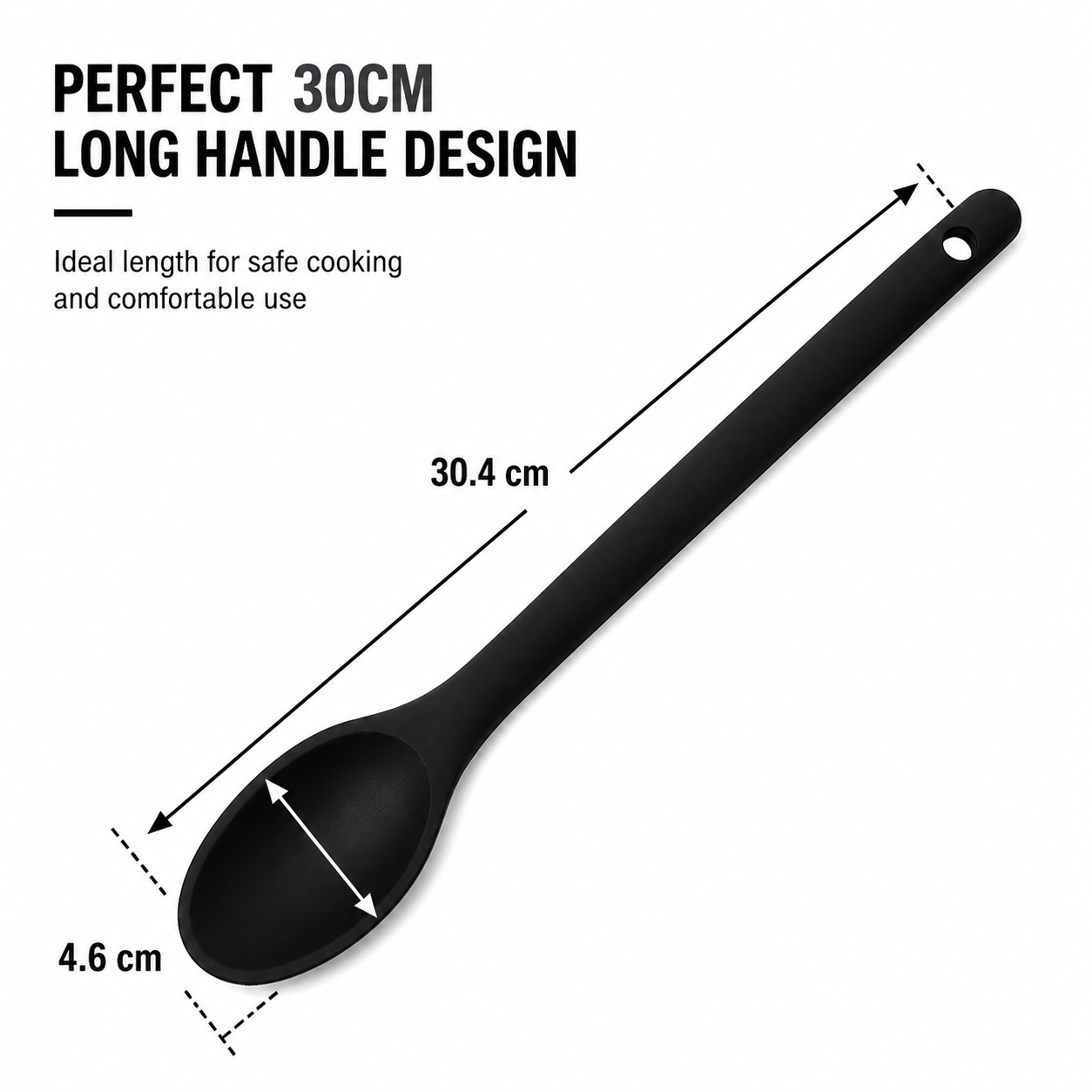 Purease 30cm Silicone Nonstick Cooking Spoon – Long Handle Kitchen Utensil