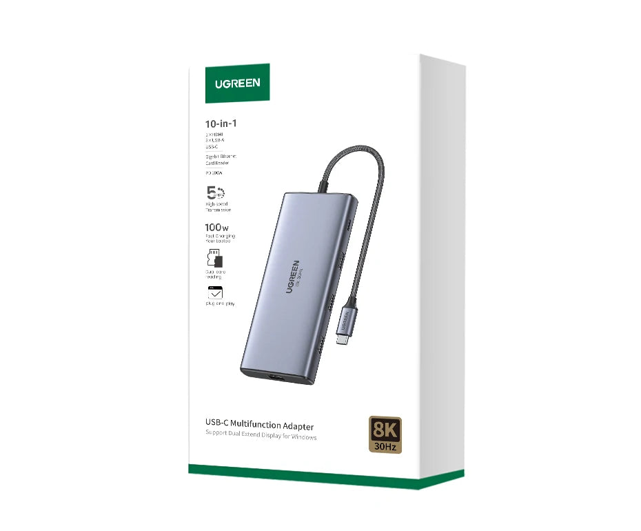 Ugreen USB-C multifunctional adapter packaging on a white background