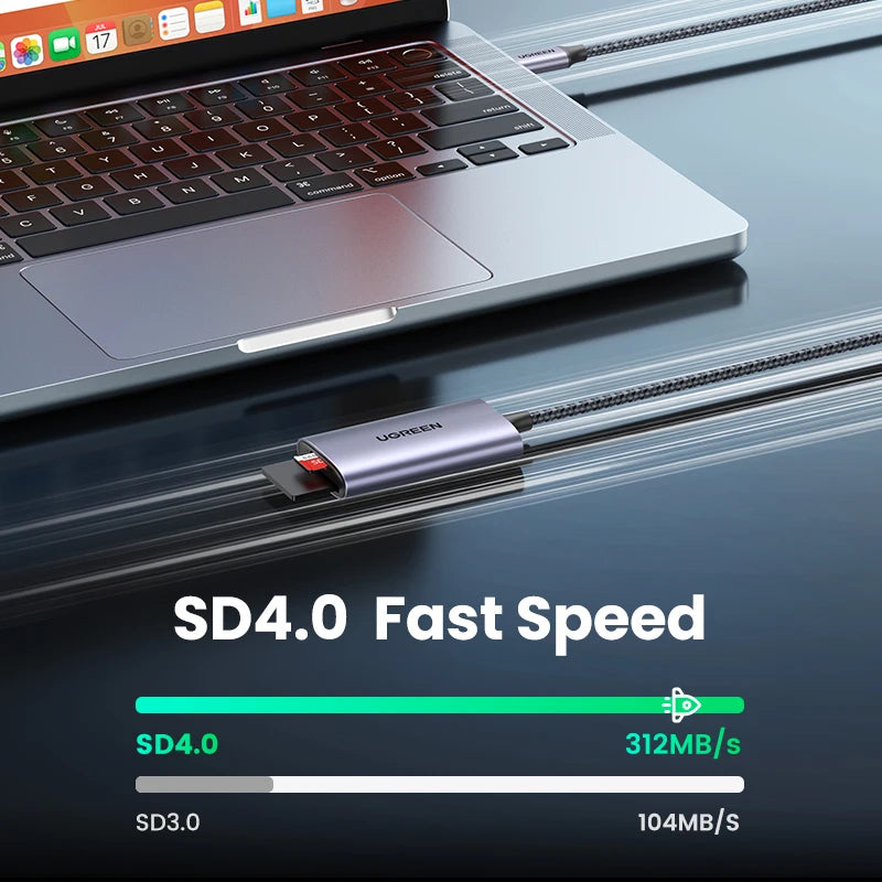 USB drive with 'SD4.0 Fast Speed' text and laptop in the background