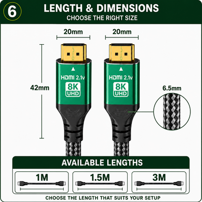 HDMI 2.1 Cable 8K 60Hz 4K 120Hz 48Gbps HDR UHD for TV PC PS5 Xbox 1-3m