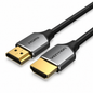 A black HDMI cable with two gold-plated connector ends and silver-gray metal housings, shown on a clean white background. The brand name 'VENTION' is printed on the metal casing.