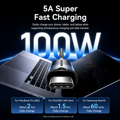 Vention USB-C to USB-C Cable 100W 10Gbps 4K@60Hz Braided Fast Charging