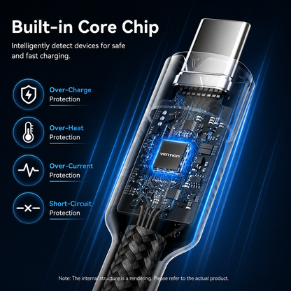 Vention USB-C to USB-C Cable 100W 10Gbps 4K@60Hz Braided Fast Charging