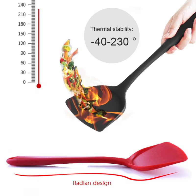 Non-Stick Silicone Spatula Turner – Heat Resistant Kitchen Cooking Utensil