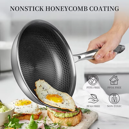 PFOA-free nonstick hybrid frying pan in 304 stainless steel, available in 20cm, 24cm and 28cm – Purease