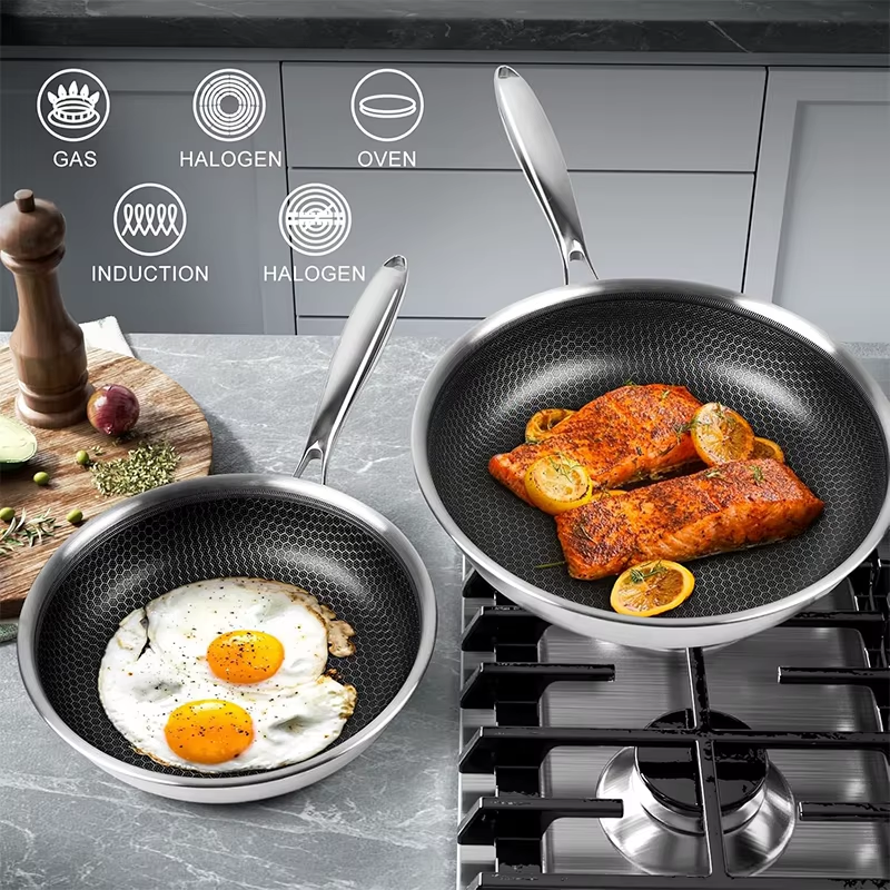 PFOA-free nonstick hybrid frying pan in 304 stainless steel, available in 20cm, 24cm and 28cm – Purease
