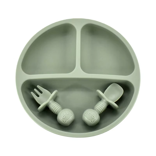 Silicone Baby Plate Set with Spoon & Fork – BPA-Free | Purease