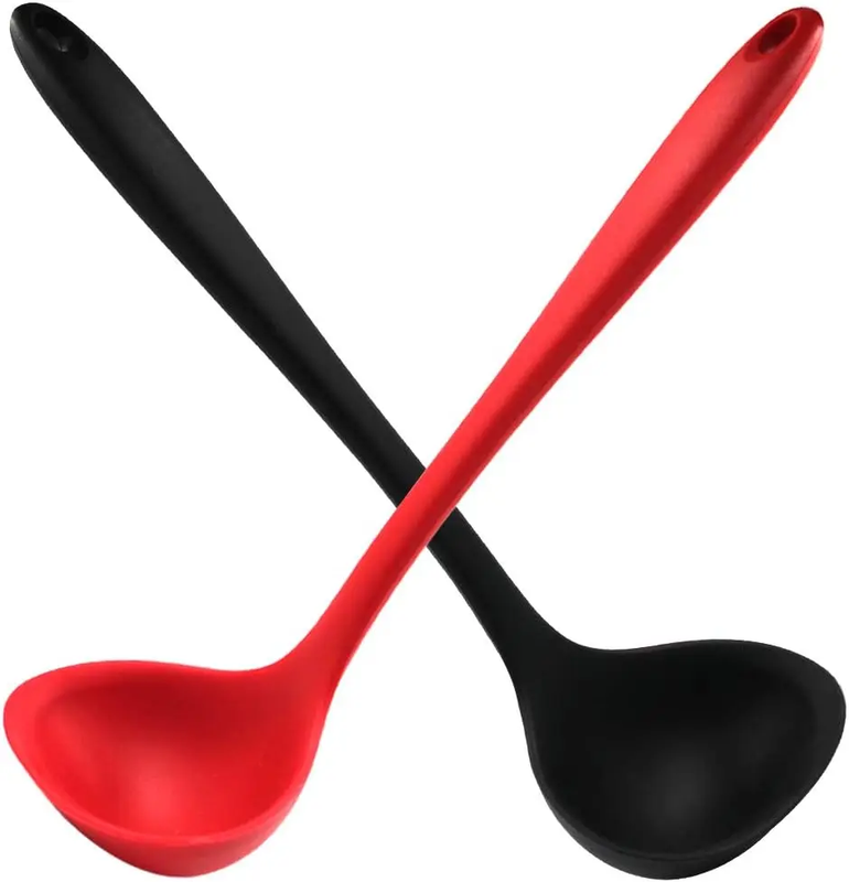 Silicone Soup Ladle Heat Resistant Non Stick Long Handle Kitchen Cooking Spoon
