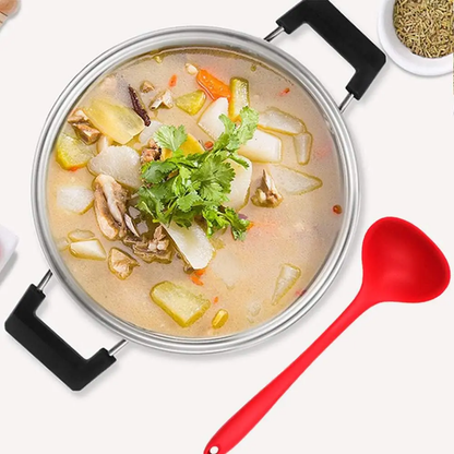 Silicone Soup Ladle Heat Resistant Non Stick Long Handle Kitchen Cooking Spoon
