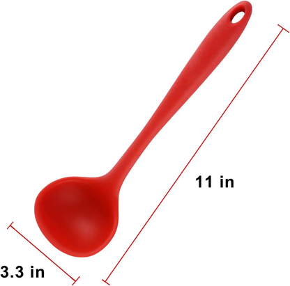 Silicone Soup Ladle Heat Resistant Non Stick Long Handle Kitchen Cooking Spoon
