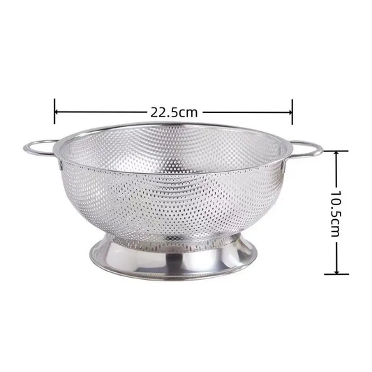 Stainless Steel Colander Double Handle Food Pasta Strainer Basket Self-Draining