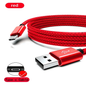 Red USB cable with Type C connector on a white background