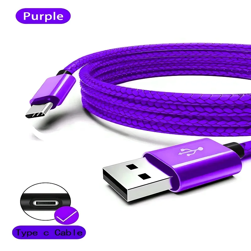 Purple USB cable with Type-C connector on a white background