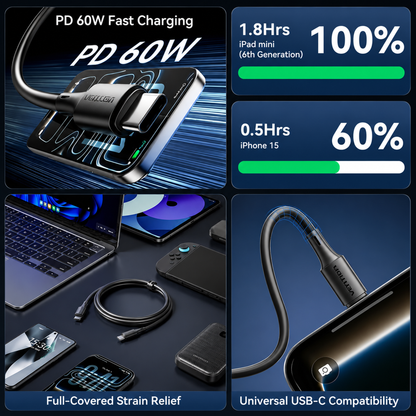 Vention USB-A to USB-C Cable 60W 3A Fast Charging
