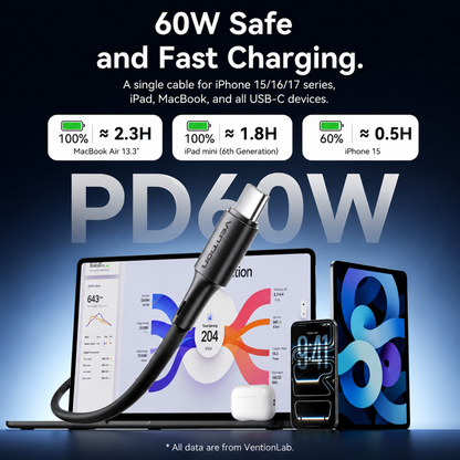 Vention USB-A to USB-C Cable 60W 3A Fast Charging